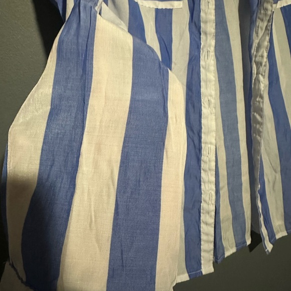 New York & Company blue striped button down swim cover up shirt size small - Picture 2 of 8
